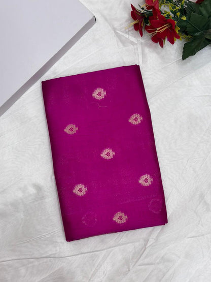 Pure Chiniya Silk Saree in Rani Pink with Elegant Booti Weaving