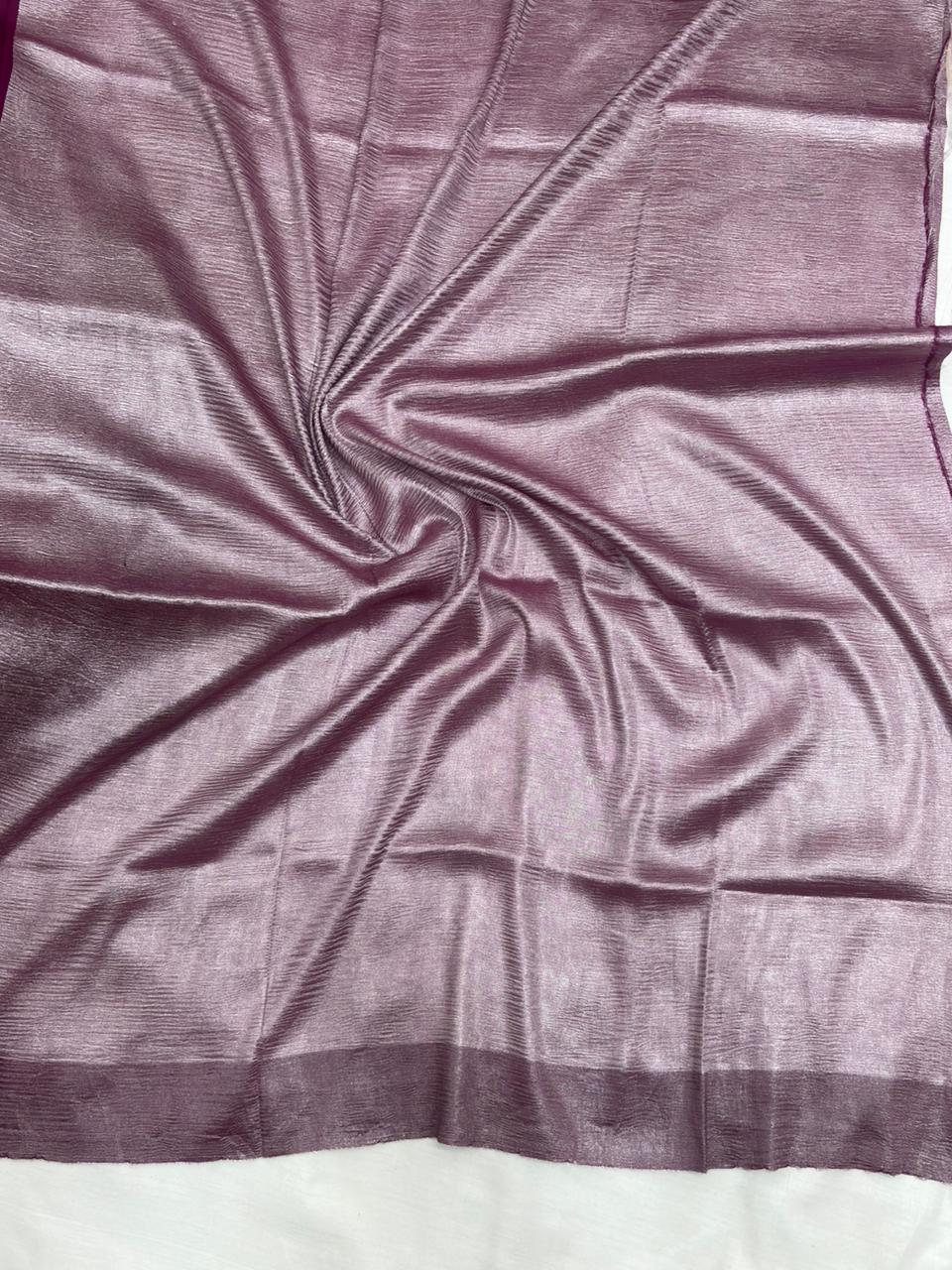 Magenta Pure Moonga Silk Stripe Saree with Golden Zari Texture