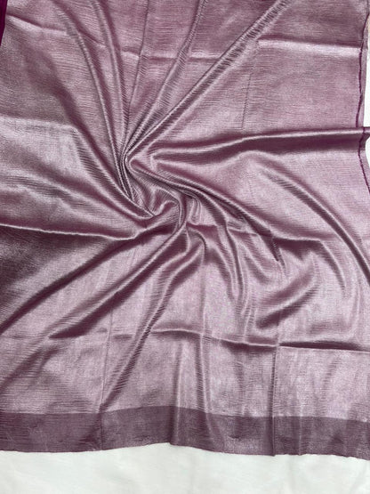 Magenta Pure Moonga Silk Stripe Saree with Golden Zari Texture