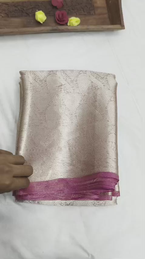 Elegant Cream Silk Jacquard Saree with Subtle Woven Design | Soft Wedding & Festive Wear Saree