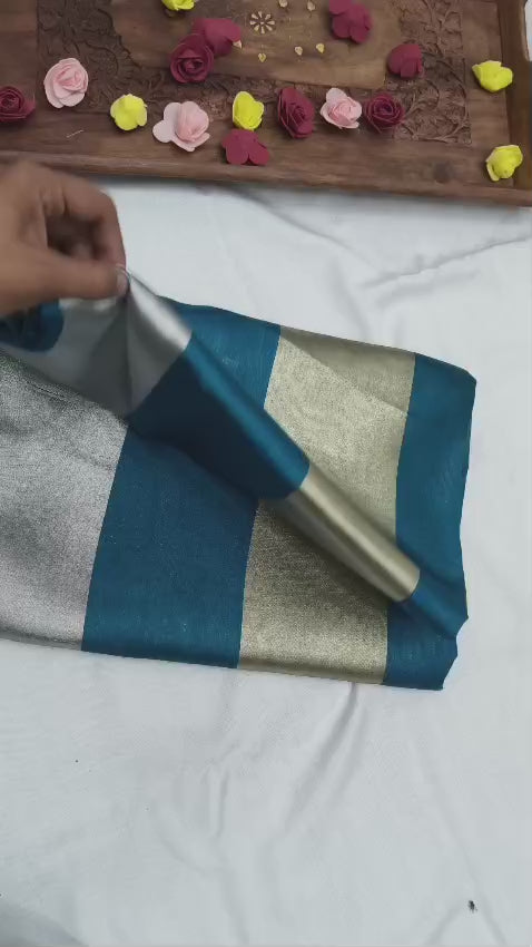 blue-white-beige-striped-saree-soft-silk-elegant-dailywear