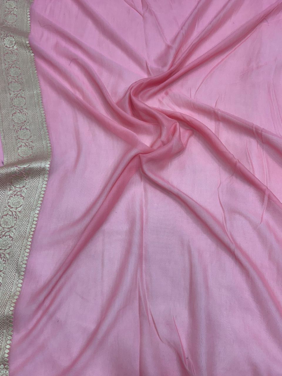 Pure Banarasi Khaddi Georgette Saree with All - Over Paisley Floral Weave - Salam Silk Sarees