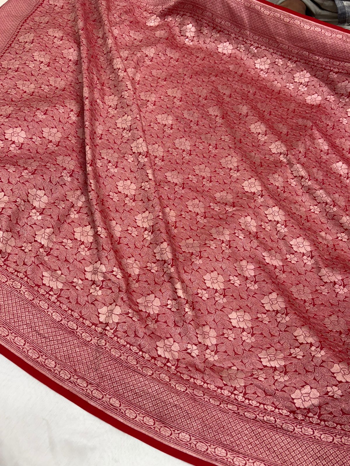 Pure Banarasi Khaddi Georgette Saree with Elegant Floral Weaving - Salam Silk Sarees