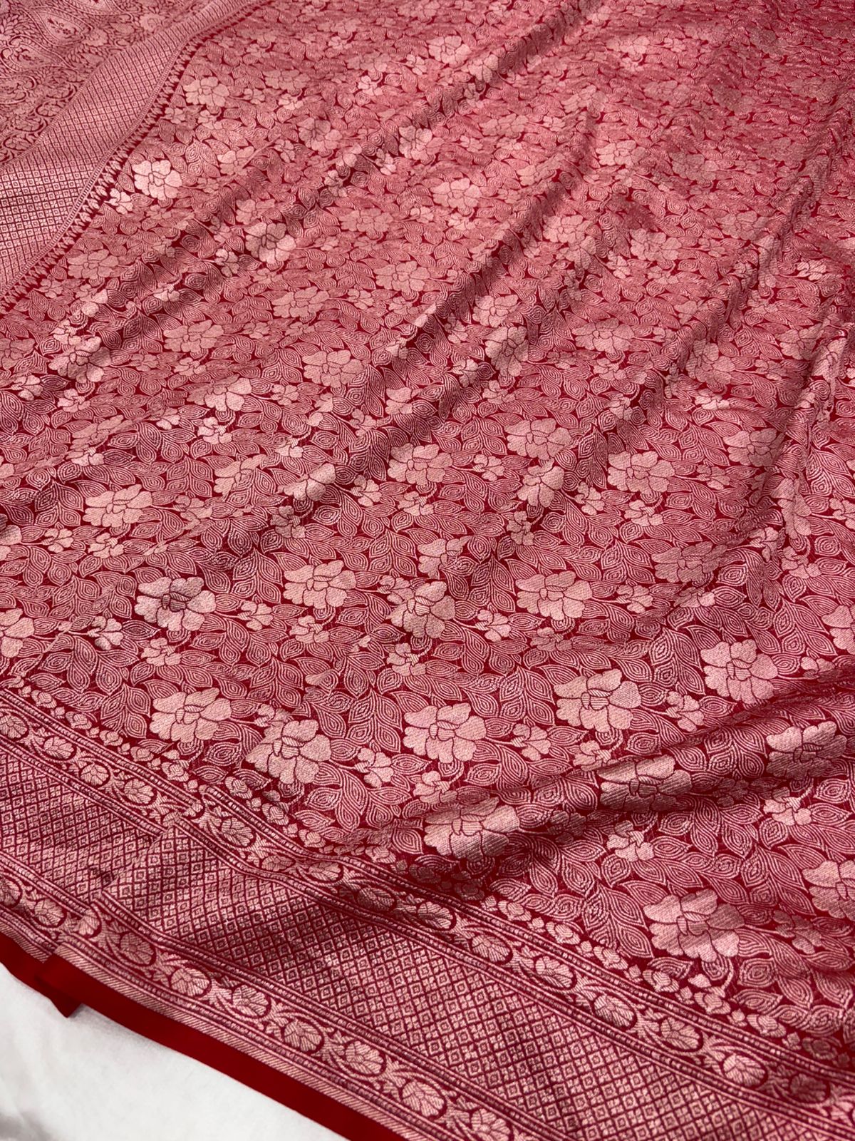 Pure Banarasi Khaddi Georgette Saree with Elegant Floral Weaving - Salam Silk Sarees