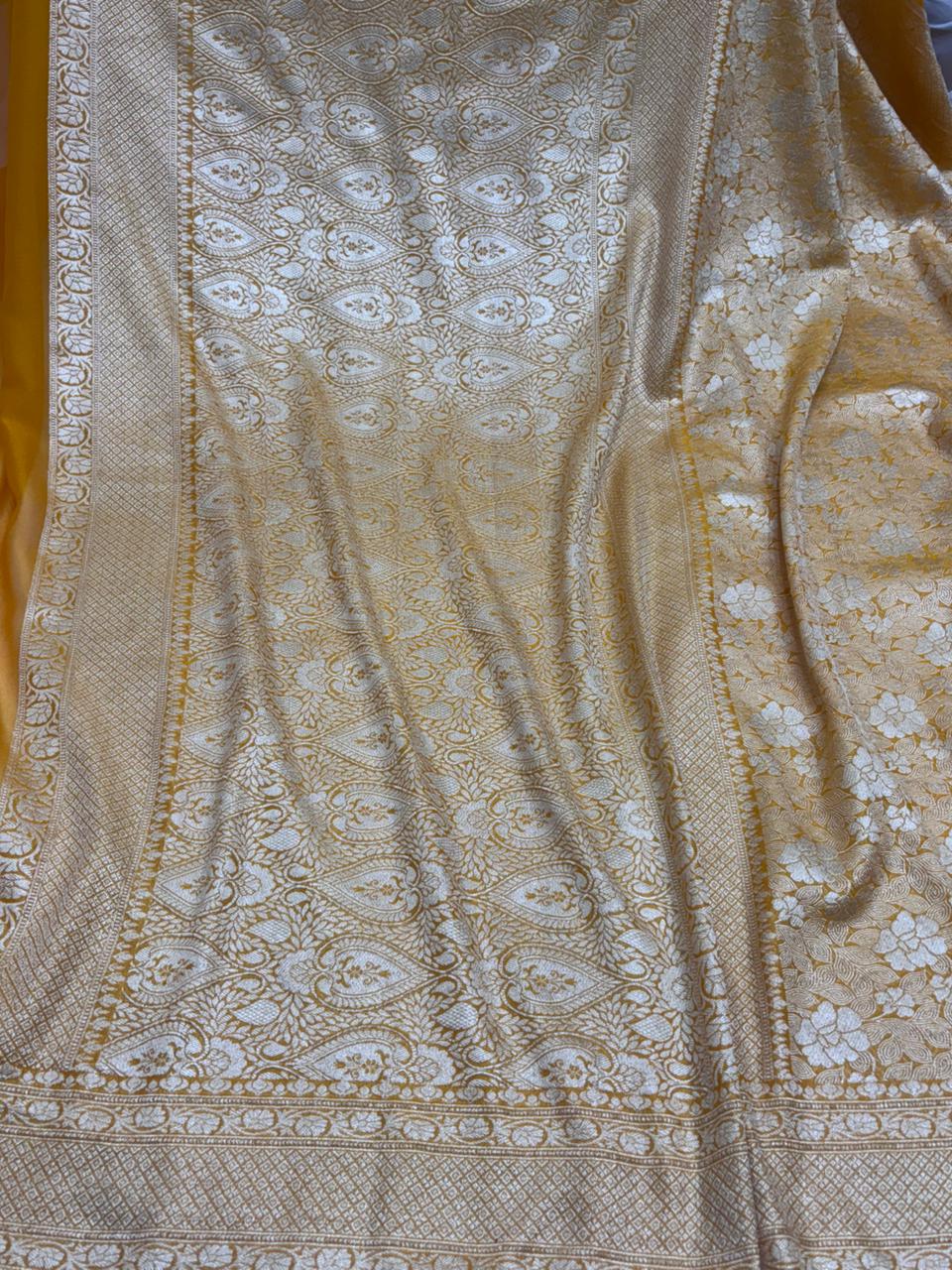 Pure Banarasi Khaddi Georgette Saree with Floral Woven Design - Salam Silk Sarees