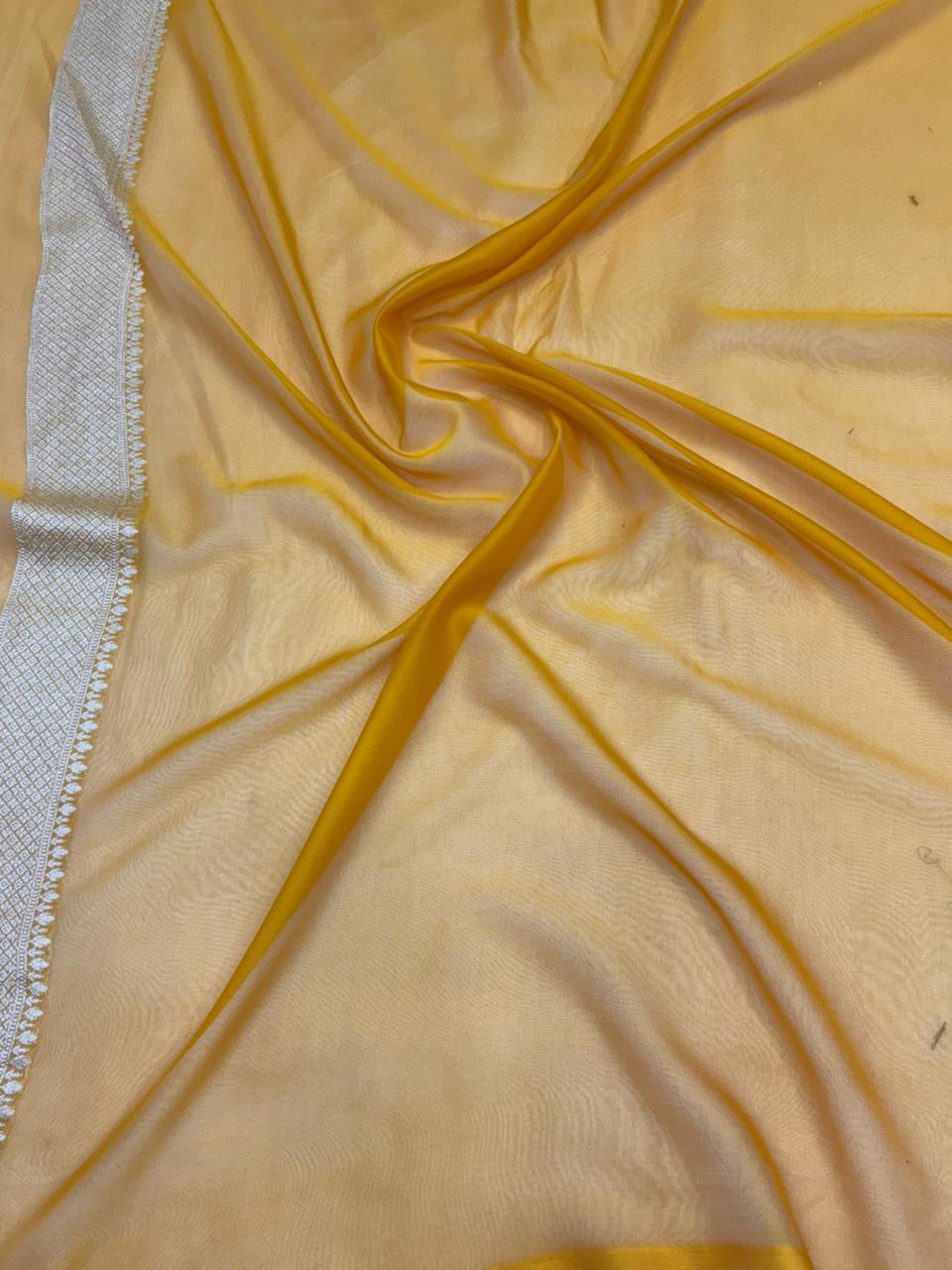 Pure Banarasi Khaddi Georgette Saree with Floral Woven Design - Salam Silk Sarees