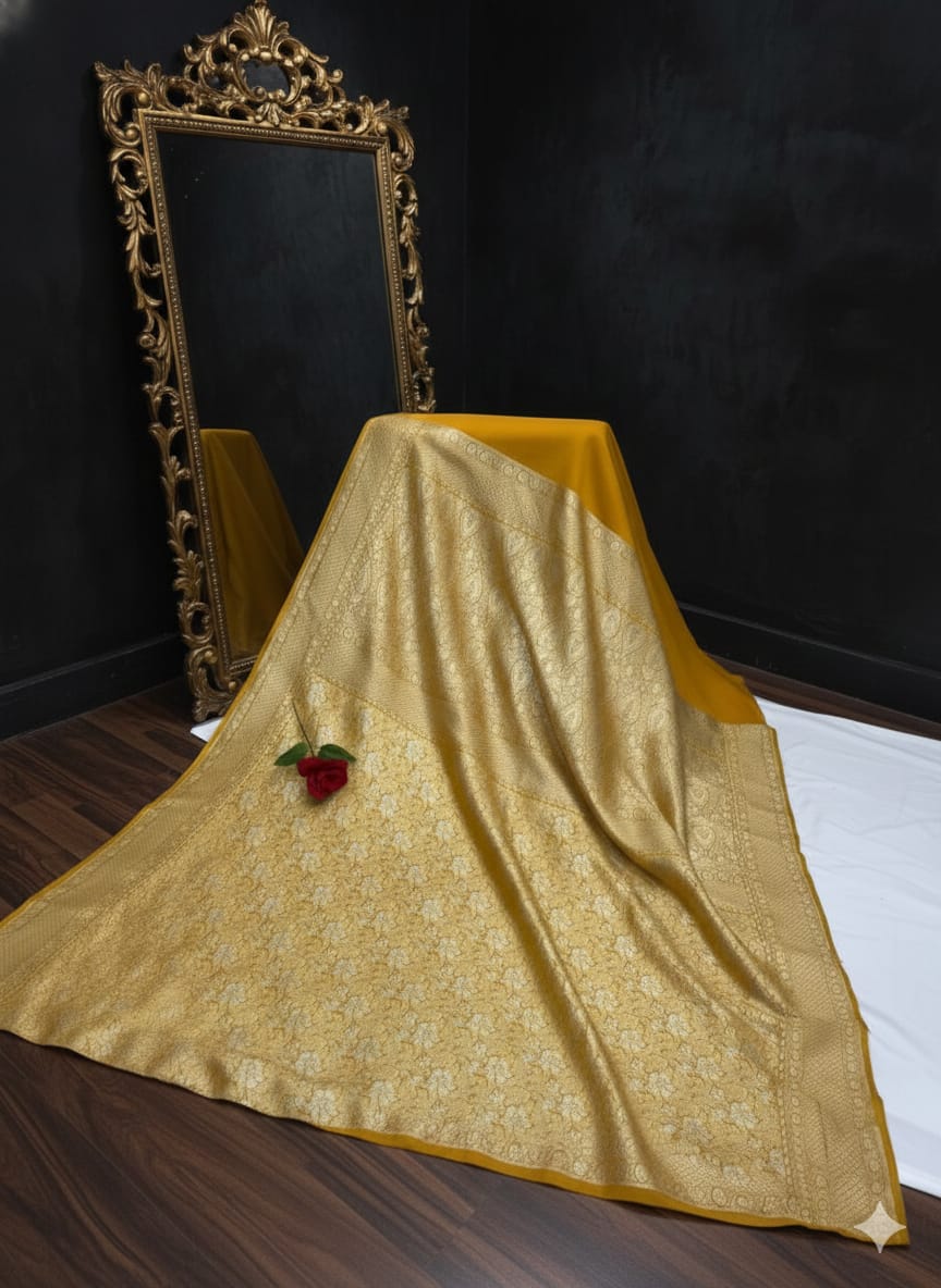 Pure Banarasi Khaddi Georgette Saree with Floral Woven Design - Salam Silk Sarees