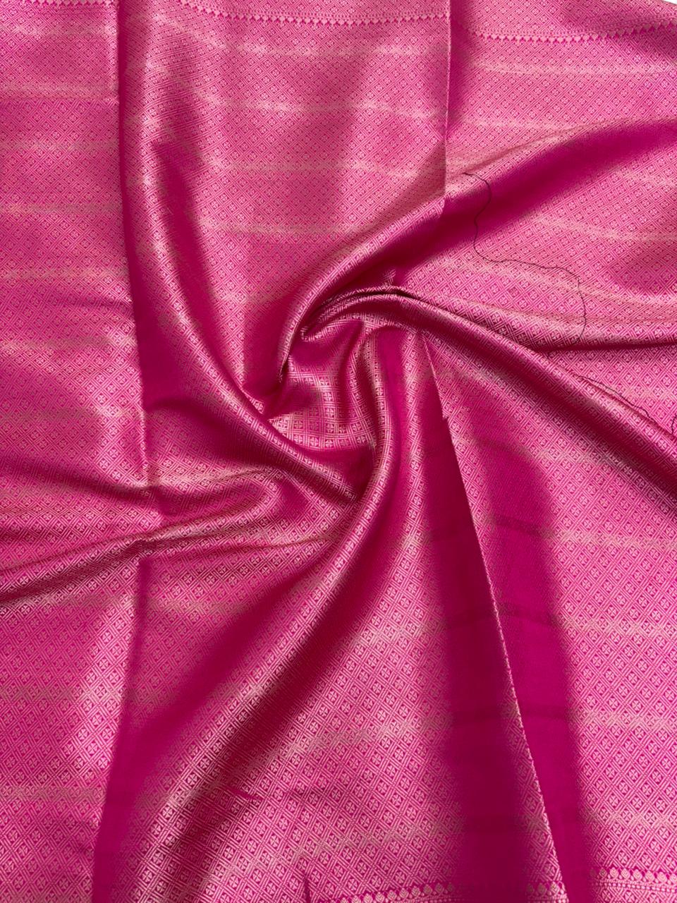 Pure Chiniya Silk Saree in Rani Pink with Elegant Booti Weaving - Salam Silk Sarees