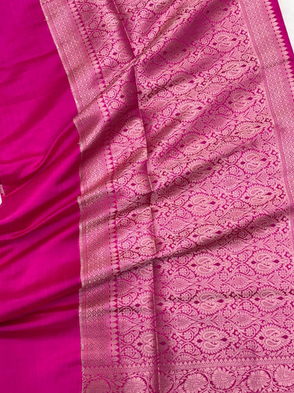 Pure Chiniya Silk Saree in Rani Pink with Elegant Booti Weaving - Salam Silk Sarees