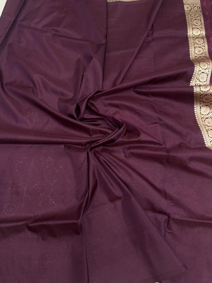 Pure Katan Silk Saree in Deep Maroon with Antique Gold Zari Work - Salam Silk Sarees