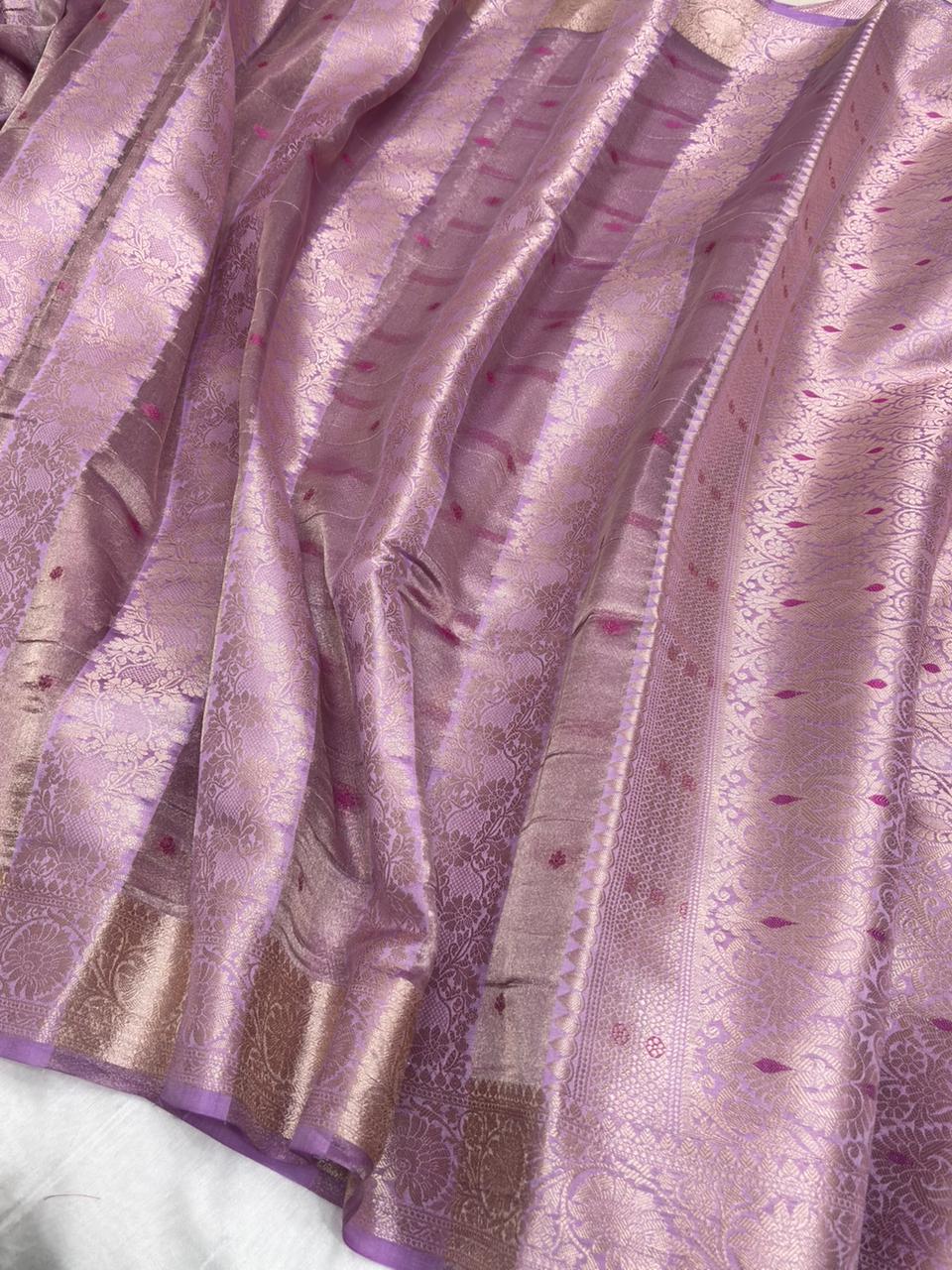 Pure Tissue Saree in Lavender Mauve with Subtle Zari Weave - Salam Silk Sarees