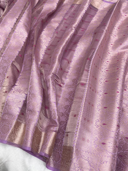 Pure Tissue Saree in Lavender Mauve with Subtle Zari Weave - Salam Silk Sarees